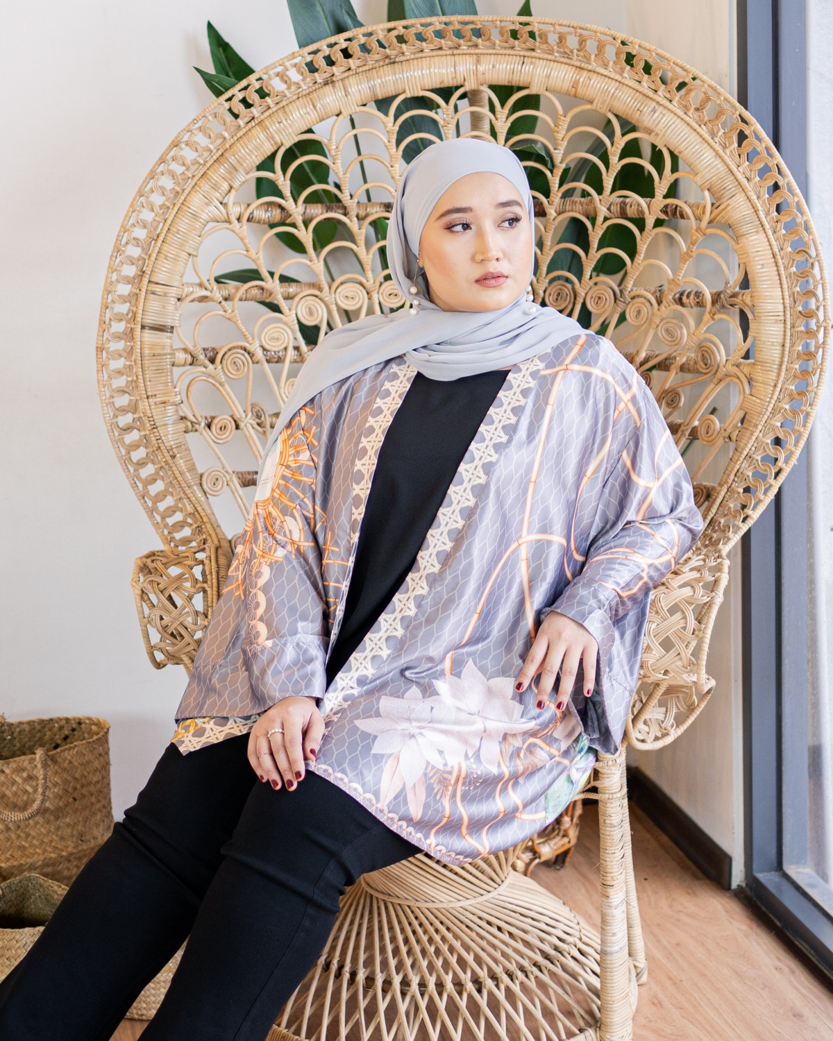 Rika Rattan Kimono ( Silver Grey )
