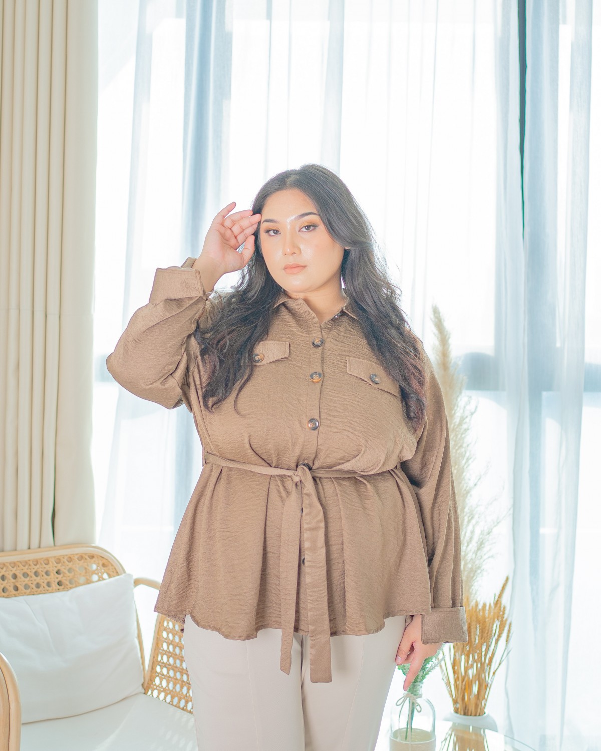 Caroline Button Shirt (Mocha)