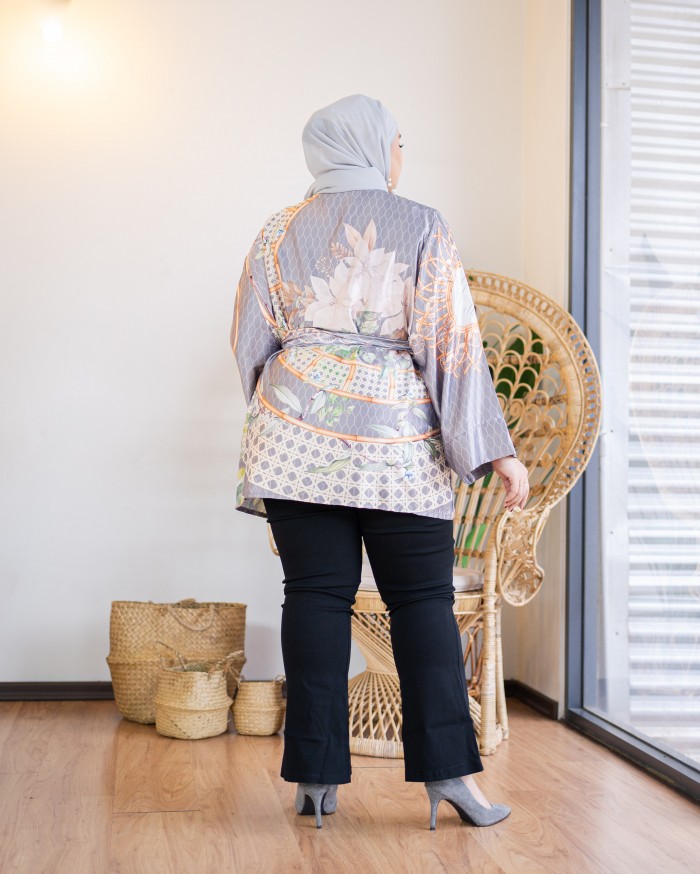 Rika Rattan Kimono ( Silver Grey )