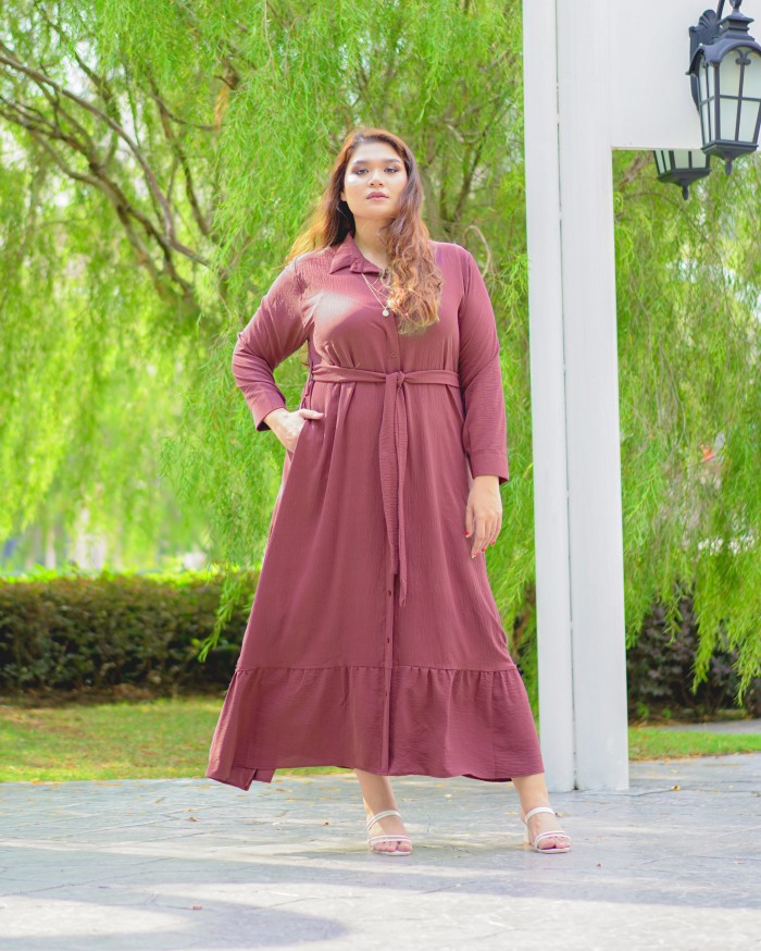 Mikayla Buttoned Dress (Mangosteen)