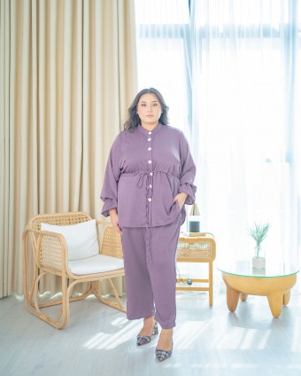 Amelia Peplum Casual Suit (Dark Violet)