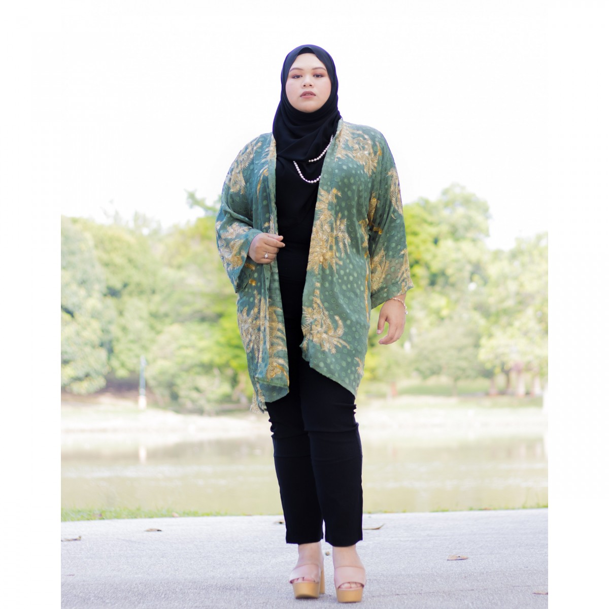 Mayra Kimono Cardigan (Sage Green) | Top Plus Size Online Shop Malaysia | Size Wear XL - 7XL | Plus Size Malaysia Online Shop | Plus Size Online Shop | Plus