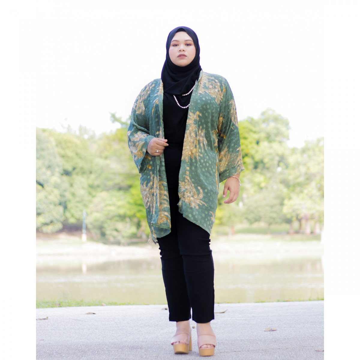 Mayra Kimono Cardigan (Sage Green), Top Plus Size Online Shop Malaysia, Plus Size Wear XL - 7XL, Plus Size Malaysia Online Shop, Plus Size Online  Shop