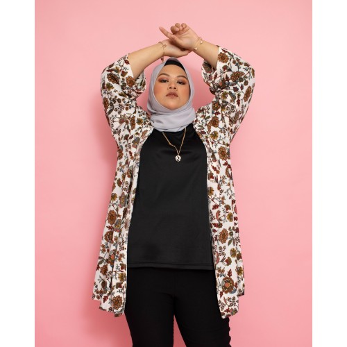 Callie Kimono Cardigan (Flower White)