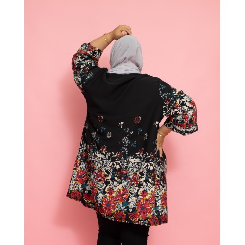 Callie Kimono Cardigan (Flower Black)