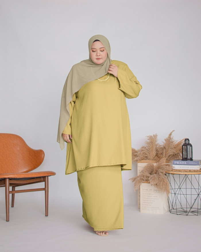 Amalin Riau Kurung (Mustard Olive)