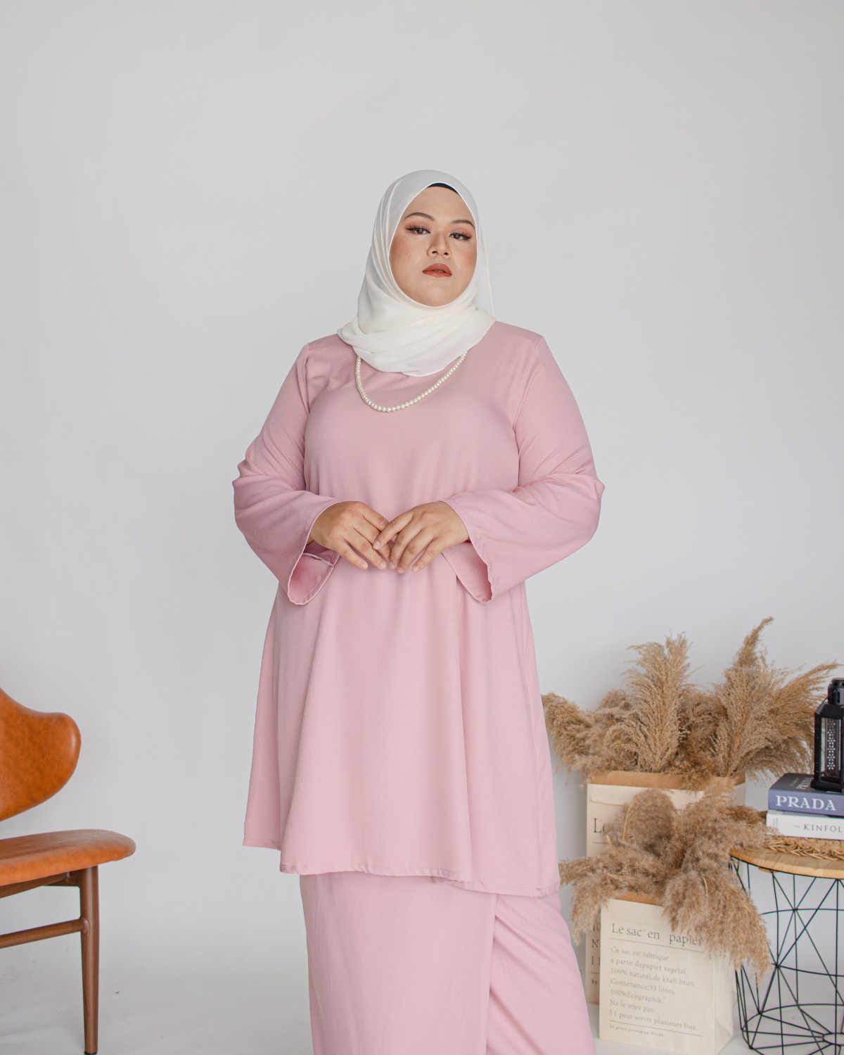 Amalin Riau Kurung (Soft Pink)