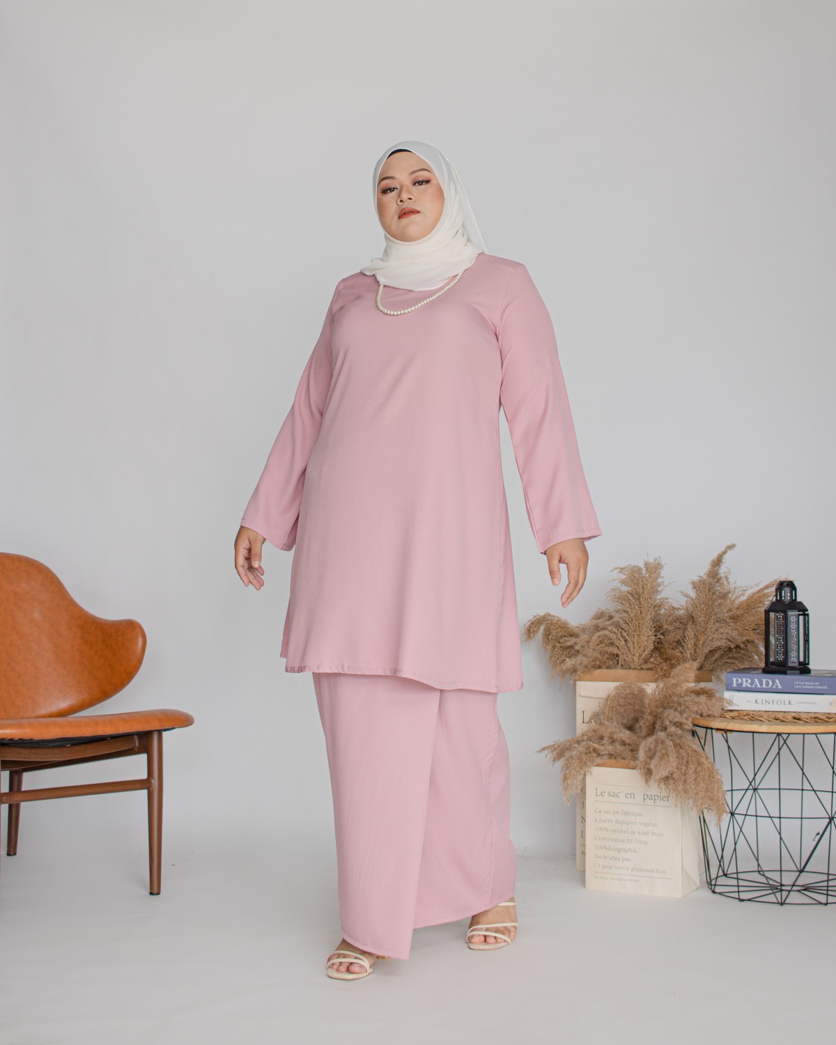 Amalin Riau Kurung (Soft Pink)