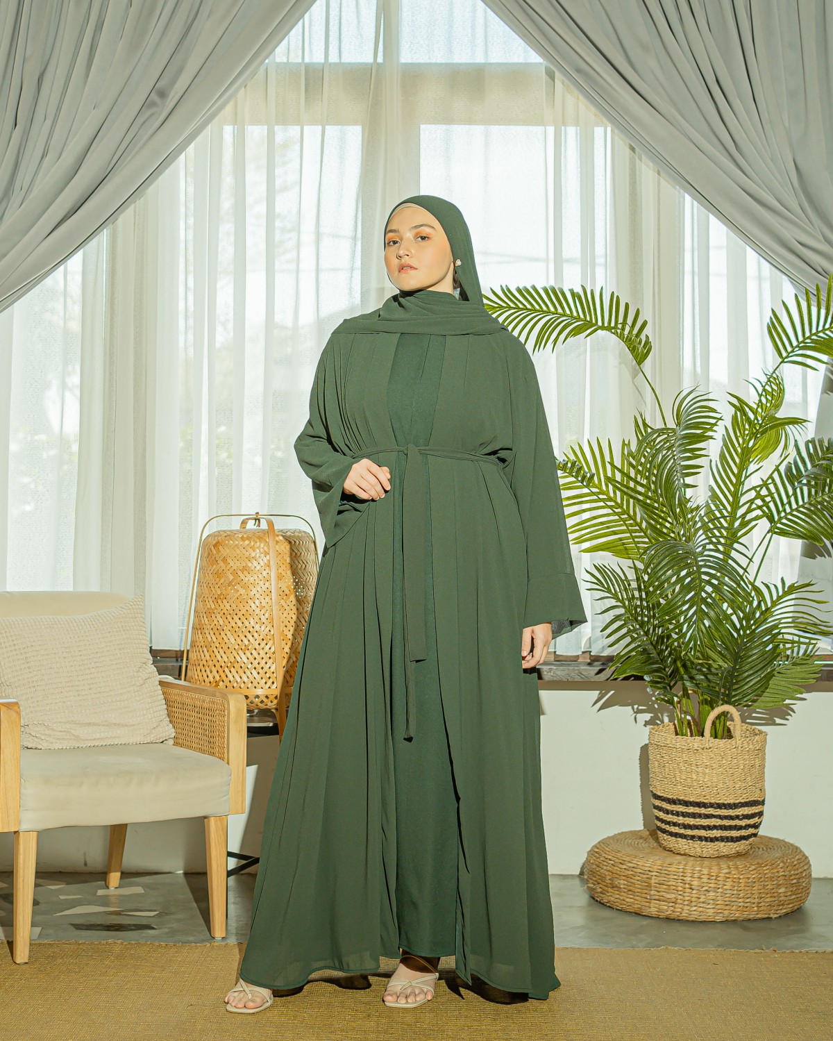 Ammara Abaya Dress (Dark Emerald)