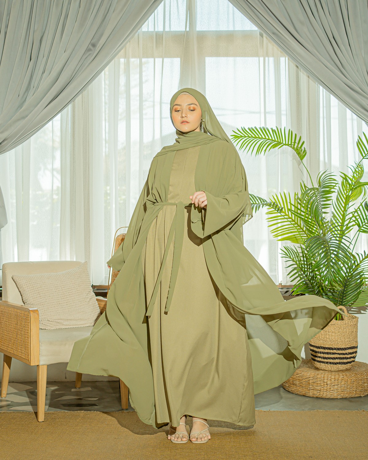 Ammara Abaya Dress (Sage Green)