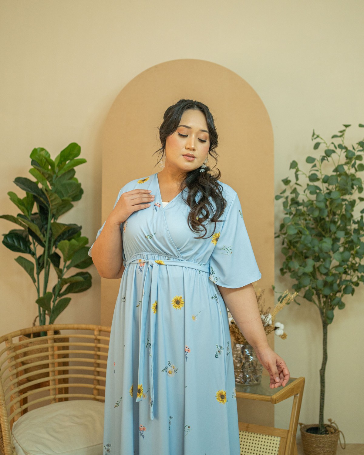 Dehlia Butterfly Sleeve Dress (Baby Blue)