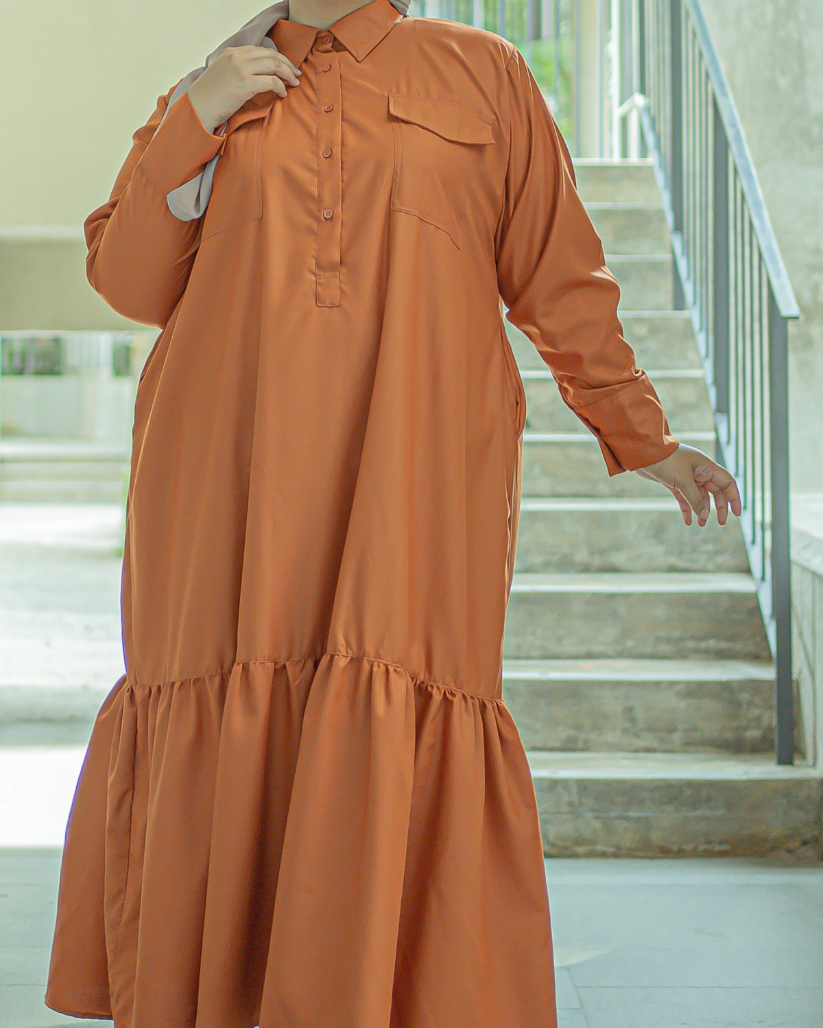 Tara Cotton Dress (Marmalade Orange)