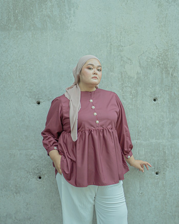 Aurelia Peplum Top (Dark Maroon)