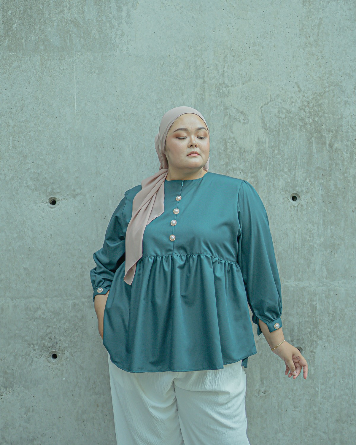 Aurelia Peplum Top (Teal Green)