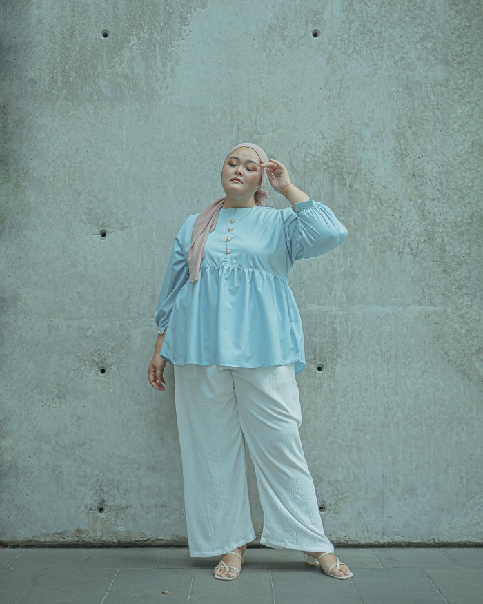 Aurelia Peplum Top (Baby Blue)