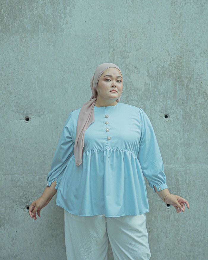 Aurelia Peplum Top (Baby Blue)