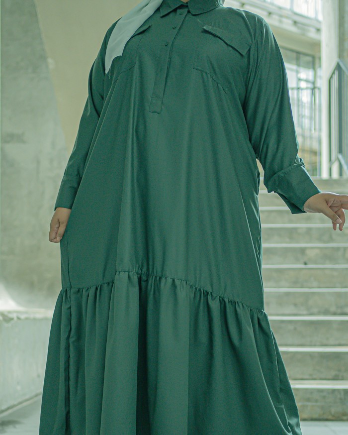 Tara Cotton Dress (Emerald Green)