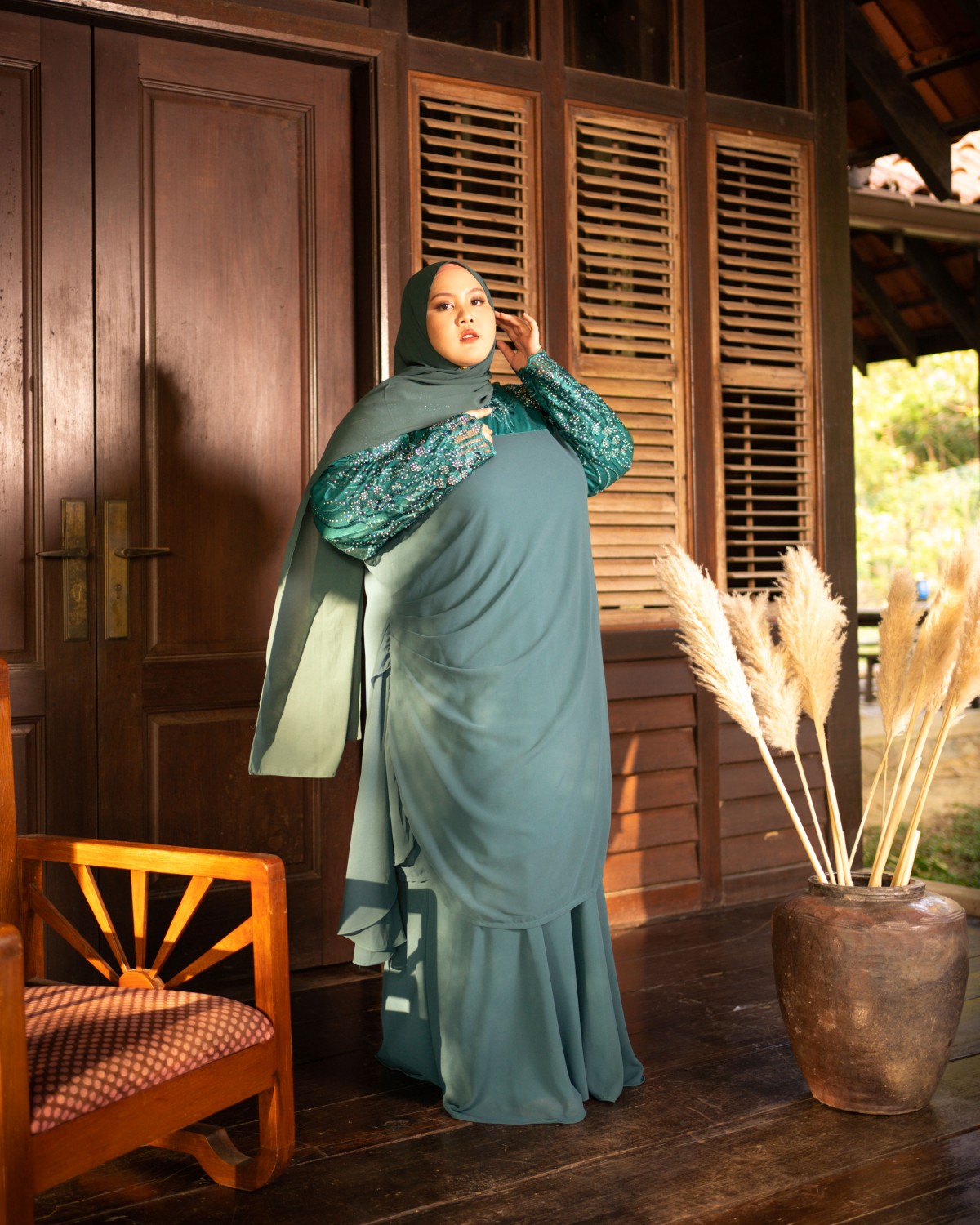 Nur Qaireena Luxe Kurung (Teal Green)