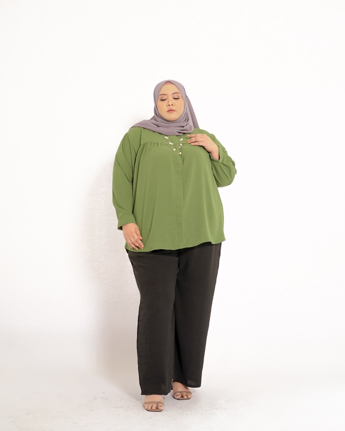 Farra Ruffle Top (Dark Matcha)