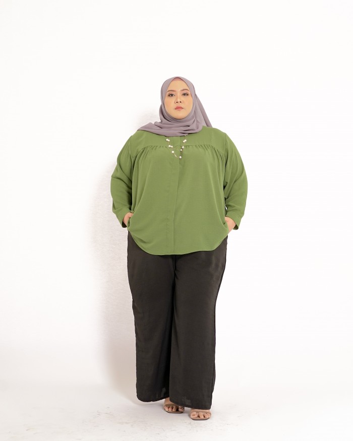 Farra Ruffle Top (Dark Matcha)