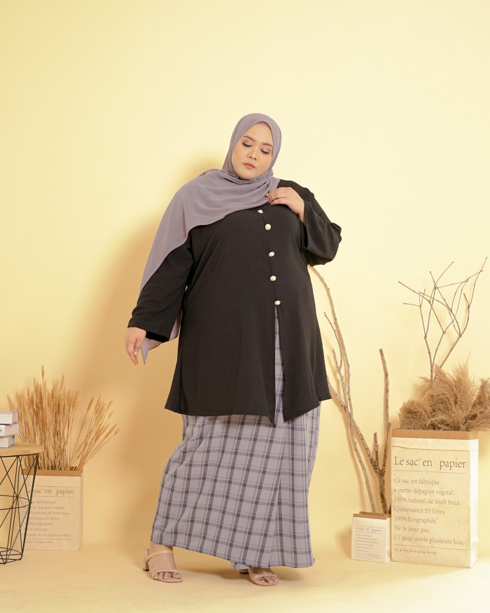 Nur Fateema Button Kebarong 2.0 (Black/Grey)