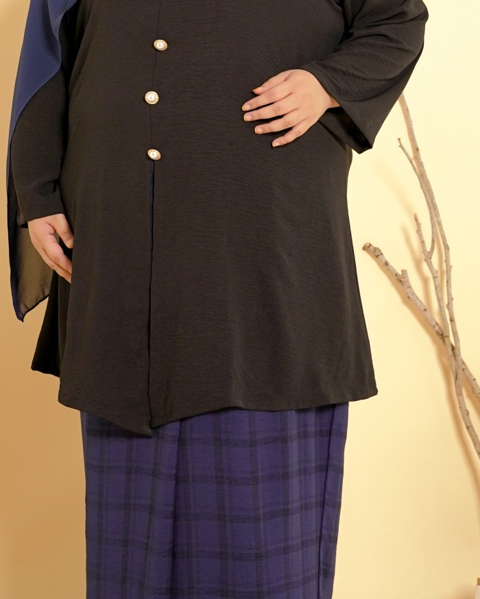 Nur Fateema Button Kebarong 2.0 (Black/Dark Blue)