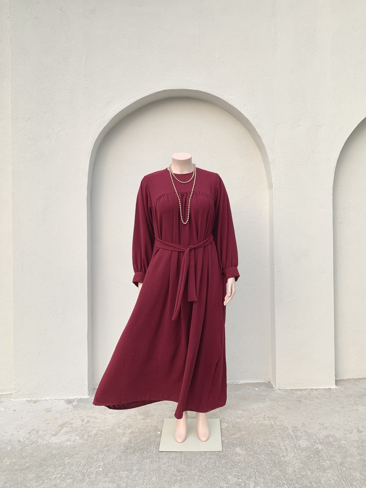 Ameera Ruffle Dress ( Maroon )