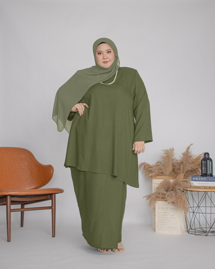 Amalin Riau Kurung (Army Green)