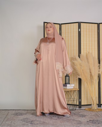 Habeeb Lace Abaya (Light Bronze)