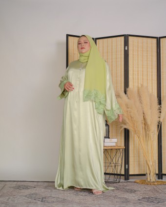 Habeeb Lace Abaya (Pistachio Green)