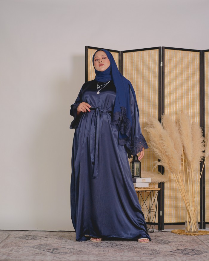 Habeeb Lace Abaya (Navy Blue)