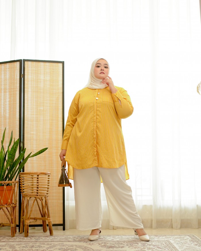 Naura Long Shirt (Stripes Mustard)