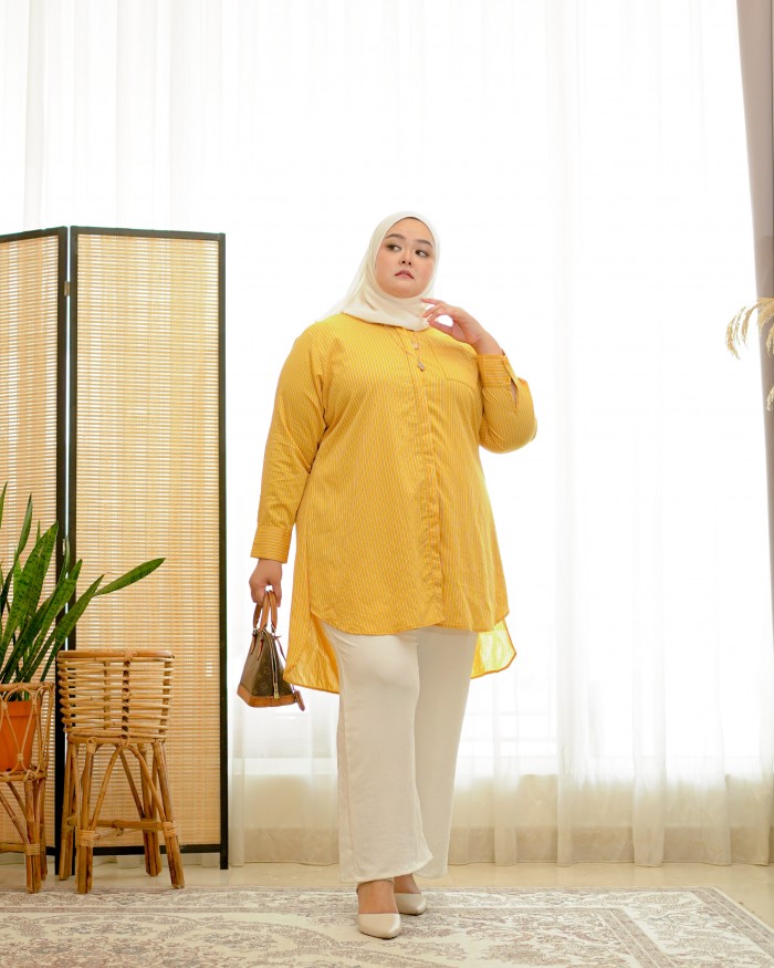 Naura Long Shirt (Stripes Mustard)