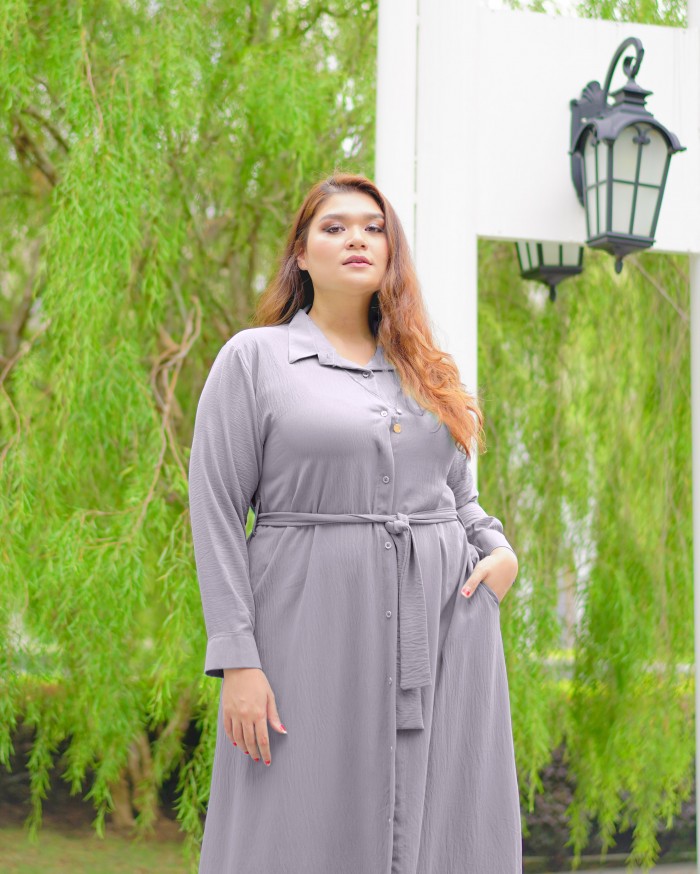 Mikayla Buttoned Dress (Grey)