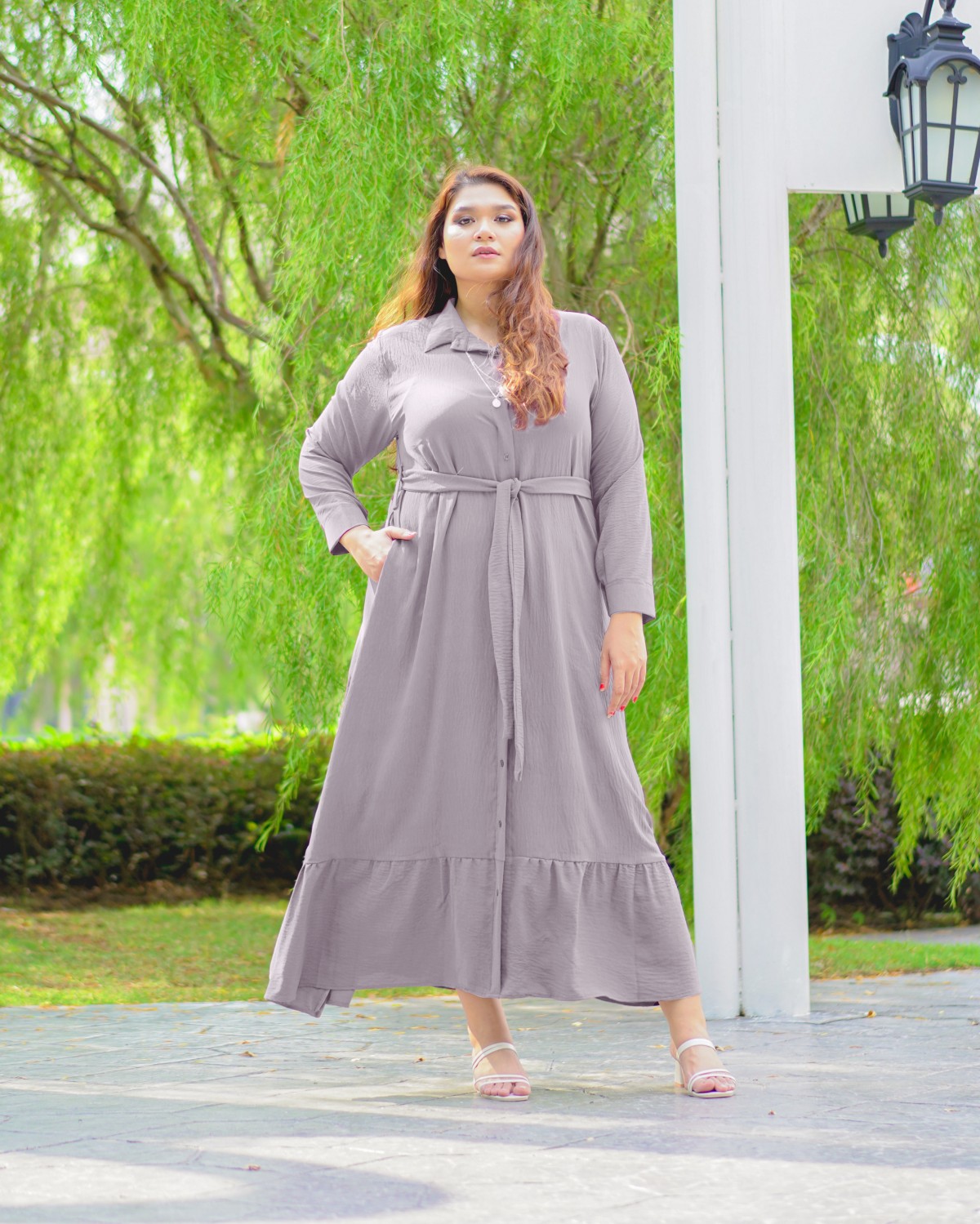 Mikayla Buttoned Dress (Grey)