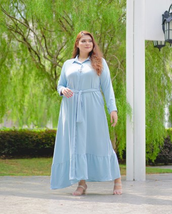 Mikayla Buttoned Dress (Baby Blue)