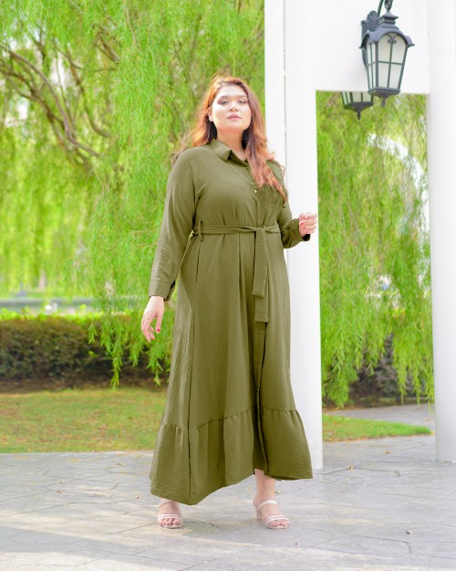 Mikayla Buttoned Dress (Olive Green)