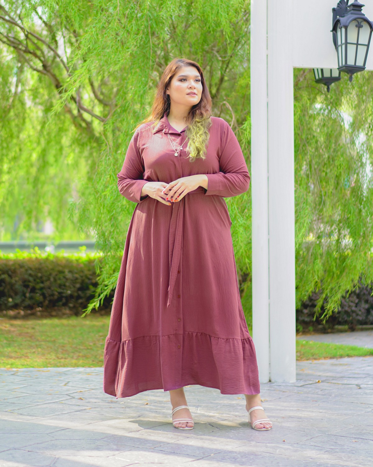 Mikayla Buttoned Dress (Mangosteen)