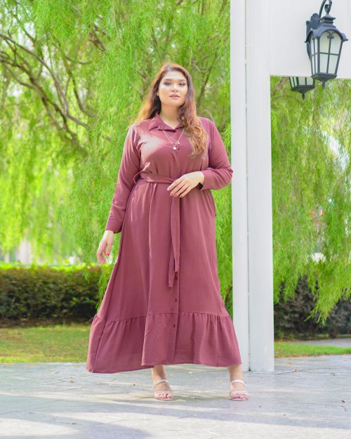 Mikayla Buttoned Dress (Mangosteen)