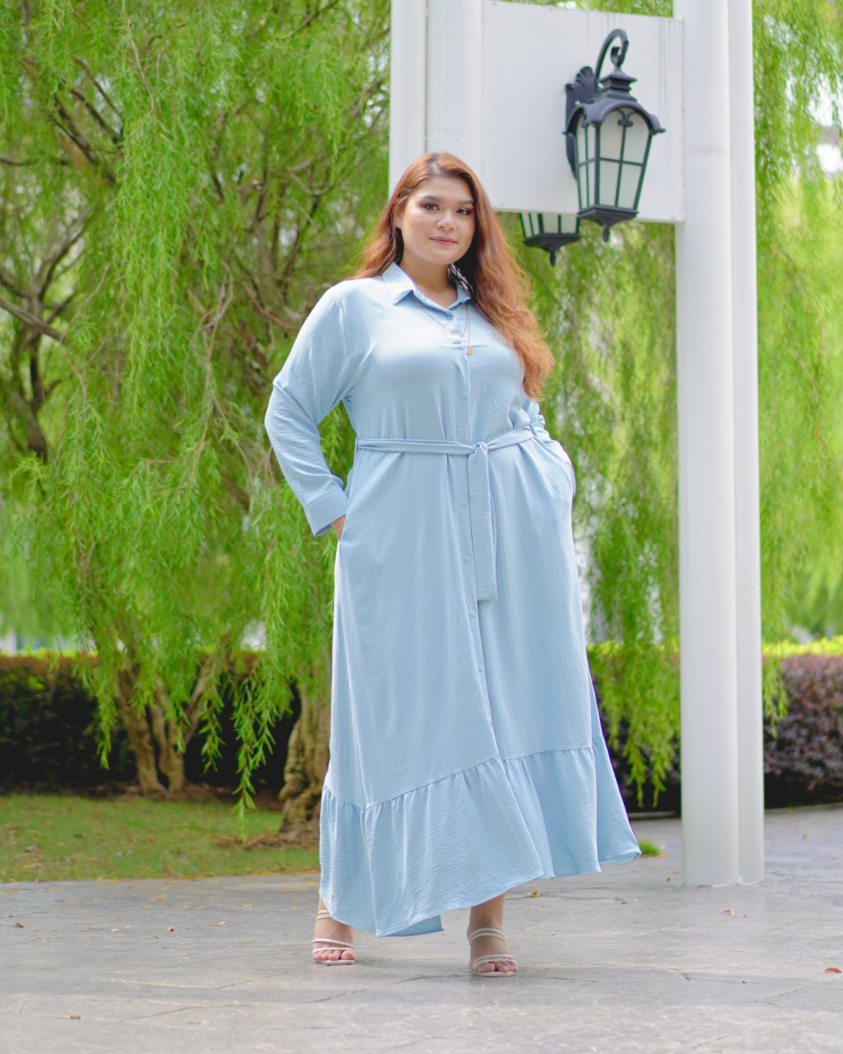 Mikayla Buttoned Dress (Baby Blue)