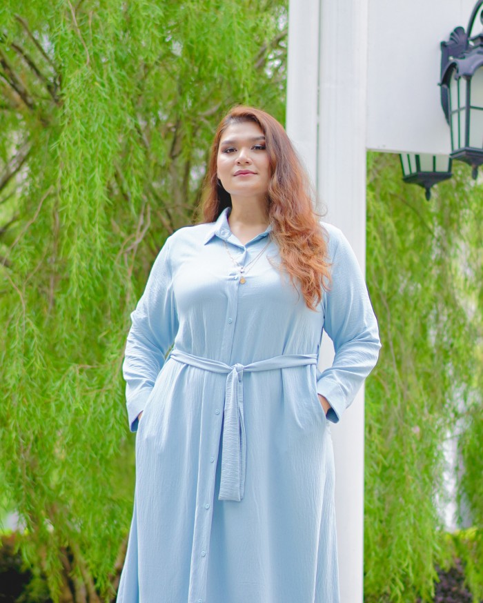 Mikayla Buttoned Dress (Baby Blue)