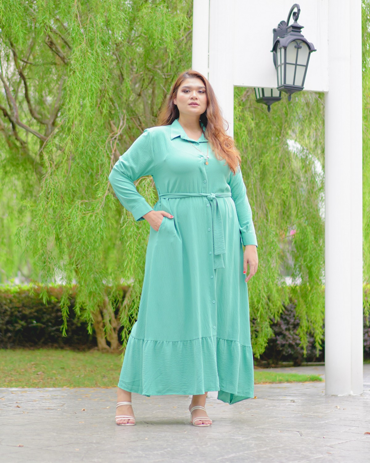 Mikayla Buttoned Dress (Tiffany Green)