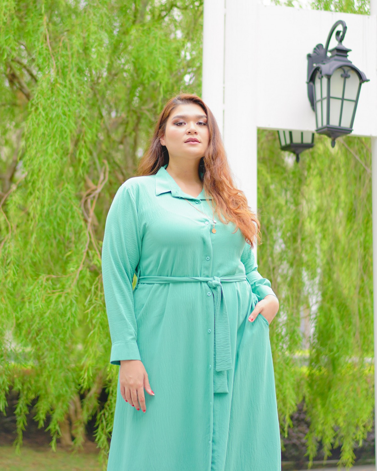 Mikayla Buttoned Dress (Tiffany Green)