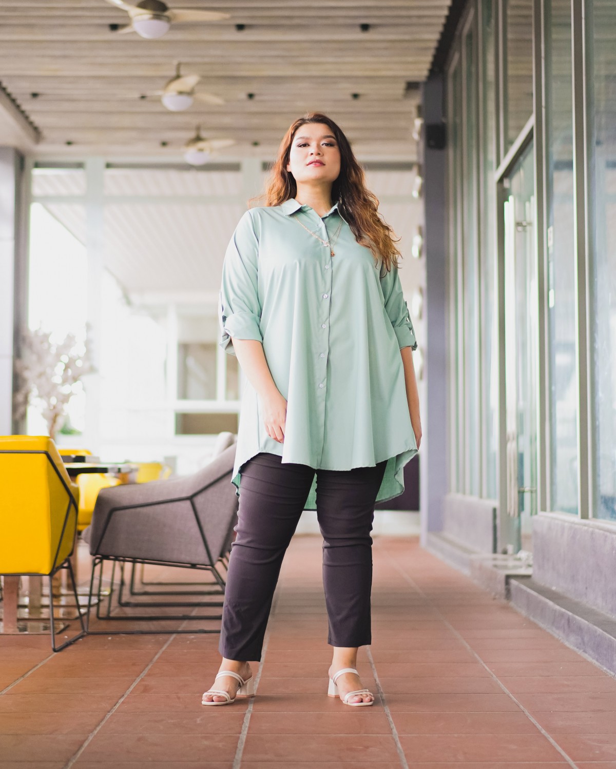 Nelly Long Shirt (Dusty Green)