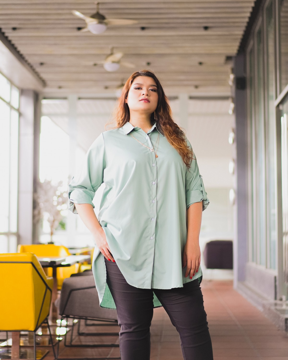 Nelly Long Shirt (Dusty Green)