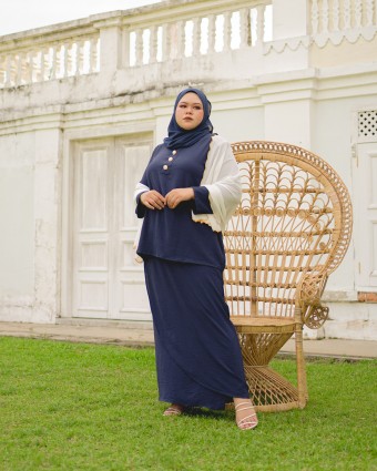 Nona Asiah Kurung Kedah (Navy Blue)