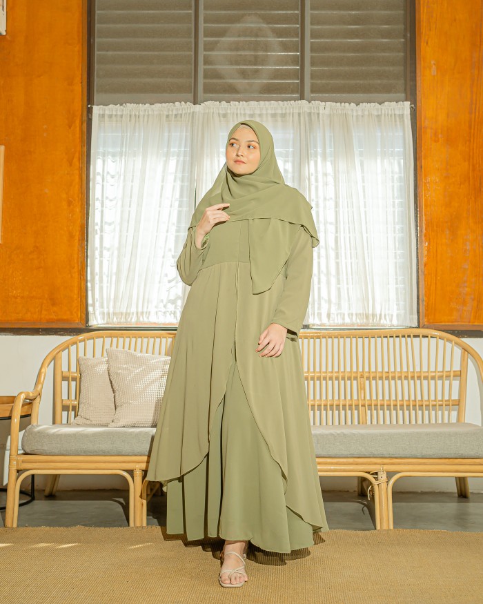 Balqeesh Abaya Khimar (Sage Green)