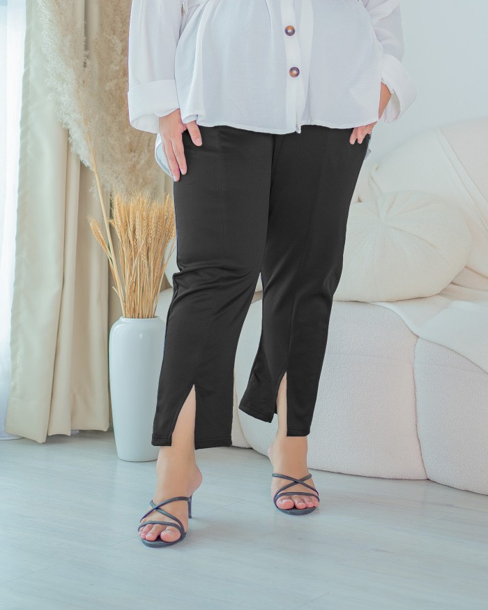 Patricia Split Hem Pants (Black)