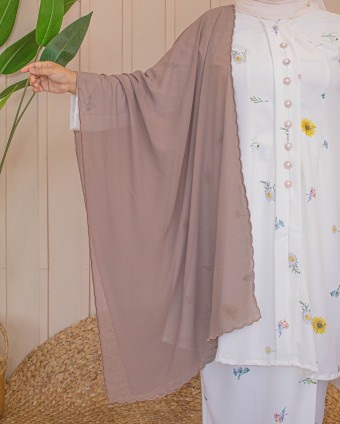 Nona Embroidery Shawl (Taupe)