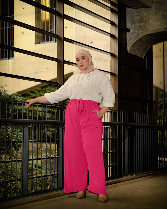 Deja Paperbag Waist Palazzo (Hot Pink)